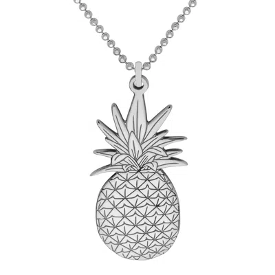 Cartergore Women's Small Silver Pineapple Pendant Necklace In Metallic