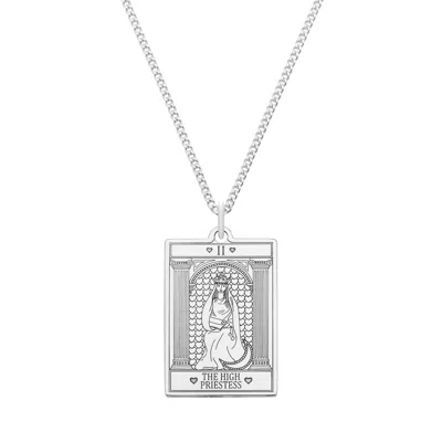 Cartergore Women's Small Sterling Silver “the High Priestess” Tarot Card Necklace In Gray