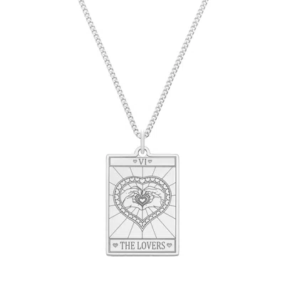 Cartergore Women's Small Sterling Silver “the Lovers” Tarot Card Necklace In Metallic