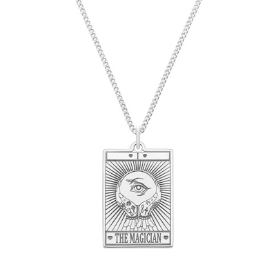 Cartergore Women's Small Sterling Silver “the Magician” Tarot Card Necklace In Metallic
