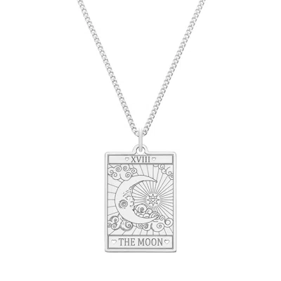 Cartergore Women's Small Sterling Silver “the Moon” Tarot Card Necklace