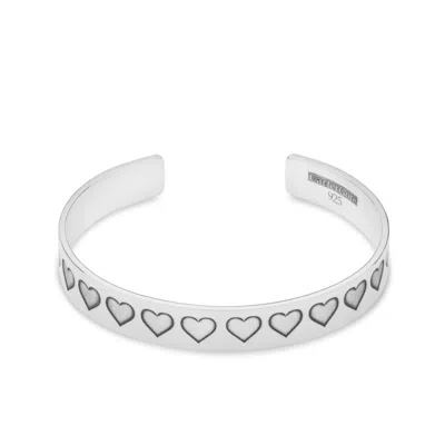 Cartergore Women's Sterling Silver Etched Hearts Bangle Small Size