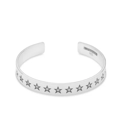 Cartergore Women's Sterling Silver Etched Stars Bangle Small Size