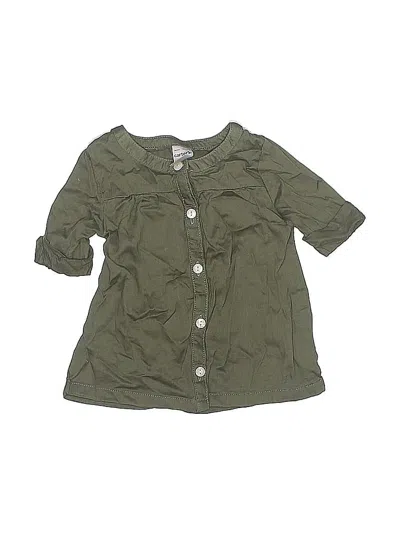 Pre-owned Carter's Babies' 3/4 Sleeve Button Down Shirt In Green