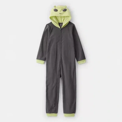 Carter's Alien Little & Big Kid Boys Fleece Hooded Long Sleeve One Piece Pajama In Brown