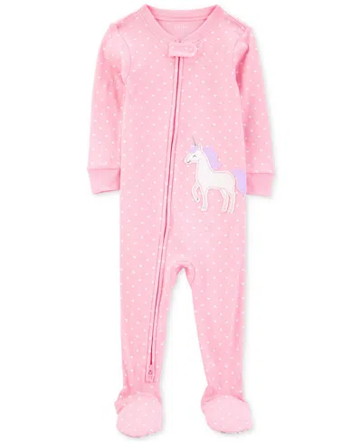 Carter's Baby 1-piece Cotton Footed Pajamas In Pink,unicorn