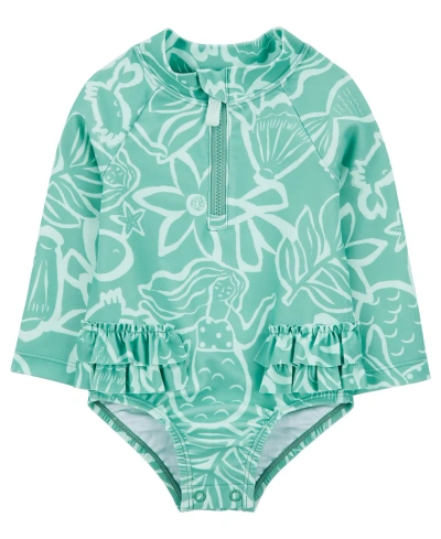 Carter's Baby 1 Piece Rashguard Swimsuit In Blue