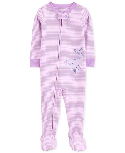Carter's Baby 1-piece Snug-fit Cotton Footed Pajamas In Lilac,whale