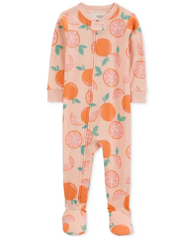 Carter's Baby 1-piece Snug-fit Cotton Footed Pajamas In Orange,oranges