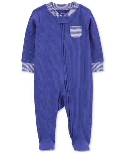 Carter's Baby 2-way-zip Sleep And Play Footed Coverall In Bright Blue