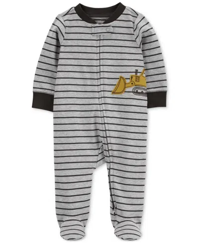 Carter's Baby 2-way-zip Sleep And Play Footed Coverall In Gray Stripe