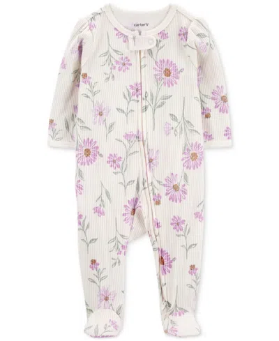 Carter's Baby 2-way-zip Sleep And Play Footed Coverall In Ivory Floral