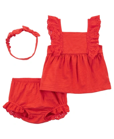 Carter's Baby 3 Piece Bubble Short Set In Red