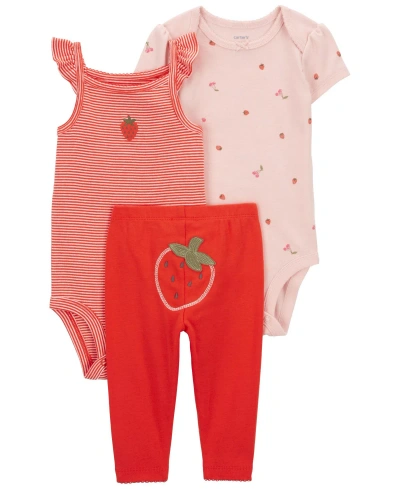 Carter's Baby 3 Piece Strawberry Little Character Set In Red