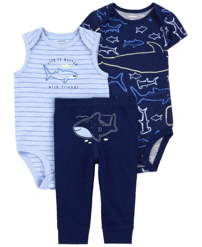 Carter's Baby 3 Piece Whale Little Character Set In Blue