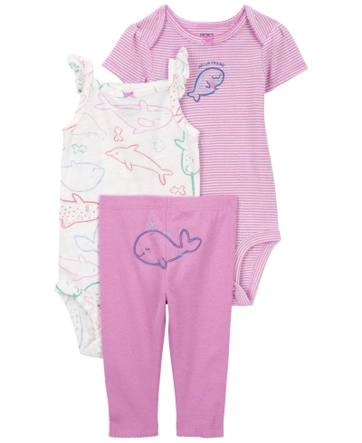 Carter's Baby 3 Piece Whale Little Character Set In Pink
