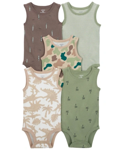 Carter's Baby 5 Pack Dinosaur Sleeveless Bodysuits In Multi