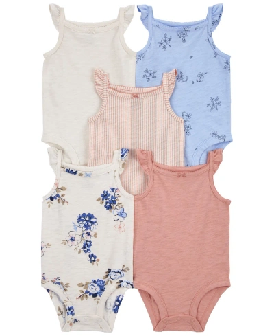 Carter's Baby 5 Pack Floral Flutter Bodysuits In Multi