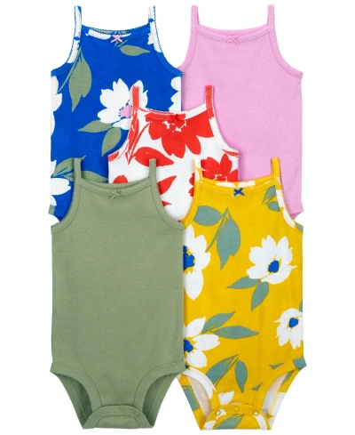 Carter's Baby 5 Pack Floral Tank Bodysuits In Multi