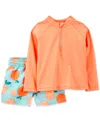 Carter's Toddler Boys Rash Guard & Orange Slice-print Swim Trunks, 2 Piece Set In Orange