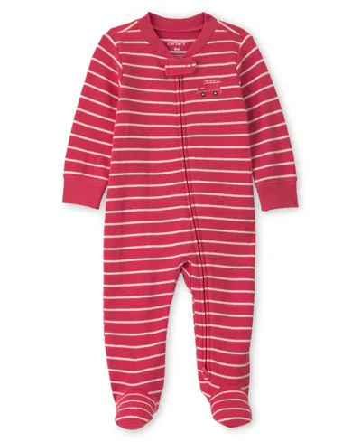 Carter's Firetruck Baby Boys Striped Sleep And Play In Red