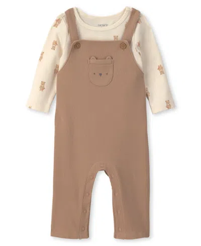 Carter's Baby Boy's Long-sleeve Top And Overall 2-piece Set In Brown