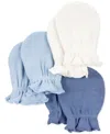 Carter's Baby Boys 3 Pair Multi-pack Baby Mittens In Blue