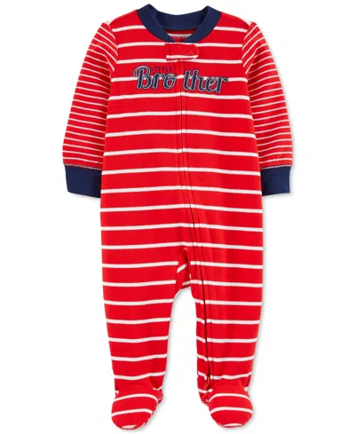 Carter's Baby Boy Or Baby Girls Printed 2-way Zip Up Cotton Sleep And Play In Little Brother