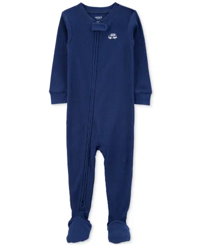 Carter's Baby Boys 1-piece Thermal Footed Pajamas In Navy,car