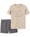Carter's Toddler Boys Construction T-shirt & Shorts, 2 Piece Set In Tan
