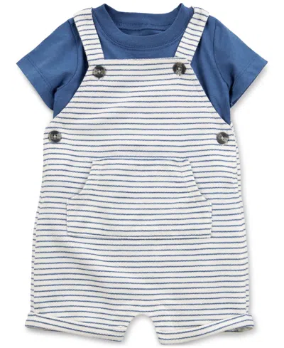 Carter's Baby Boys 2-pc. Cotton T-shirt & Striped Shortall Set In Blue