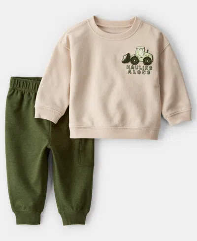 Carter's Baby Boys 2-piece Construction Long-sleeve Sweatshirt And Pants Set In Multi