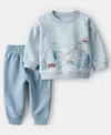 Carter's Boys Toddler 2t-5t 2-piece Day Dream Fleece Mountain Pull-on Sweatshirt And Joggers Set In Blue