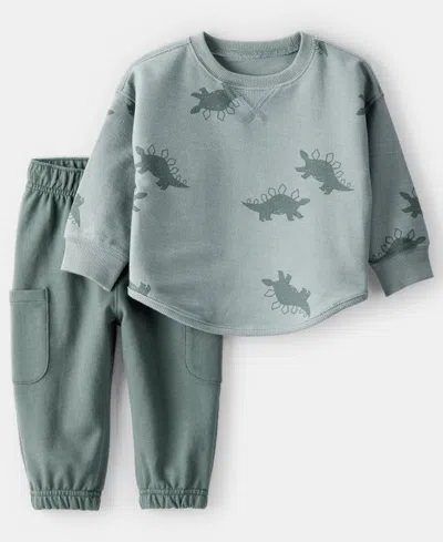 CARTER'S BABY BOYS 2-PIECE DINOSAUR PRINT T-SHIRT AND PANTS SET