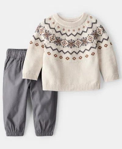 Carter's Baby Boys 2-piece Fair Isle Long-sleeve Sweater And Pants Set In Multi