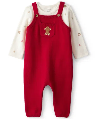 Carter's Baby Boys 2-piece Gingerbread T-shirt And Overalls Set In Red