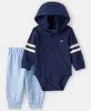 Carter's Baby Boys 2-piece Long-sleeve Bodysuit And Pants Set In Blue