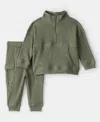 Carter's Baby Boys 2-piece Quarter Zip Jacket And Jogger Pants Set In Green