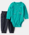 Carter's Baby Boys 2-piece Skiing Print Long-sleeve Bodysuit And Joggers Set In Multi