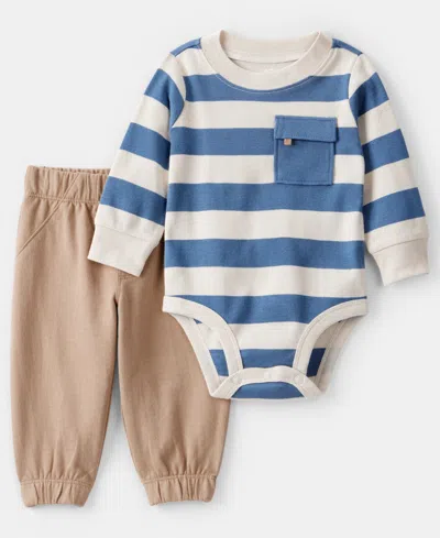 Carter's Baby Boys 2-piece Striped Bodysuit And Pants Set In Multi