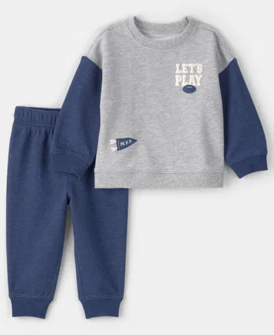 CARTER'S BABY BOYS 2-PIECE VARSITY LONG-SLEEVE SWEATSHIRT AND PANTS SET