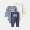 Carter's Baby Boys 3-piece Elephant Print Long-sleeve Bodysuit And Pants Set In Blue