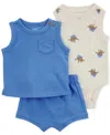 Carter's Baby Boys 3-pc. Solid Tank And Shorts & Dino Bodysuit Set
