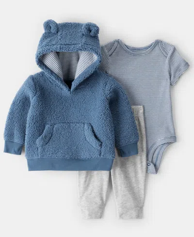 Carter's Baby Boys 3-piece Bear Long-sleeve Hoodie, Bodysuit And Joggers Set In Multi