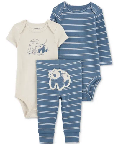 Carter's Baby Boys 3-piece Bodysuits And Pants Set In Blue Pandas