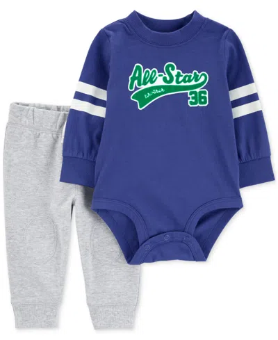 Carter's Baby Boys All-star Brother Bodysuit & Pants, 2 Piece Set In Blue