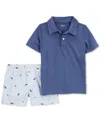 Carter's Toddler Boys Anchor Polo Shirt & Striped Shorts, 2-piece Set In Navy