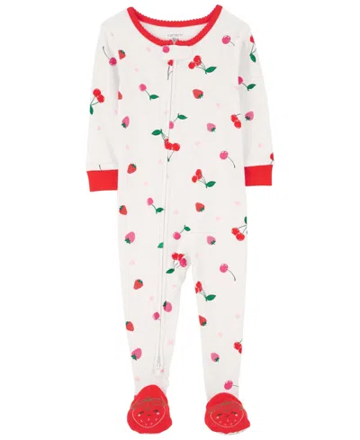 Carter's Baby Boys And Baby Girls 100% Cotton Snug Fit Footie Pajama In Cherry Red