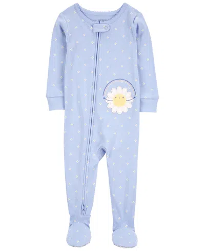 Carter's Baby Boys And Baby Girls 100% Cotton Snug Fit Footie Pajama In Light Blue