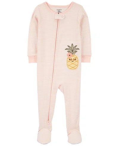 Carter's Baby Boys And Baby Girls 100% Cotton Snug Fit Footie Pajama In Pineapple